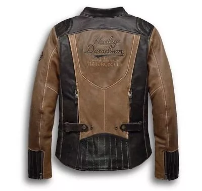 Harley Davidson Women's Gallun Triple Vent Brown Leather Jacket Motorbike Jacket • $160