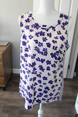 CABI 5357 Hi- Low Sleeveless Tunic Top Women’s Blue/ White Floral/ Stripe Size M • $19.99