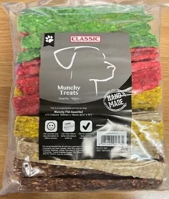 £4.95 • Buy Dog Munchy Flat Sticks Chews Treats For Dogs Pack Of 50/100 Mixed 6.5  X 18mm