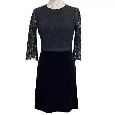 Draper James Black Velvet & Lace Dress Holiday Christmas Size 4 Style #DRW0608 • $31.99