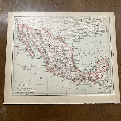 Rand McNally & Co Antique 1898 Map Of Mexico 7x6 • $9.75