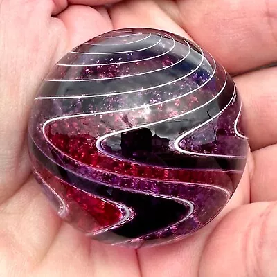 Hot House Glass Mica Banded Swirl Marble 1.73  44mm #128 • $65