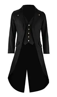 Men's Vintage Tailcoat Jacket Gothic Victorian Coat Uniform XX-Large Black • $36.12