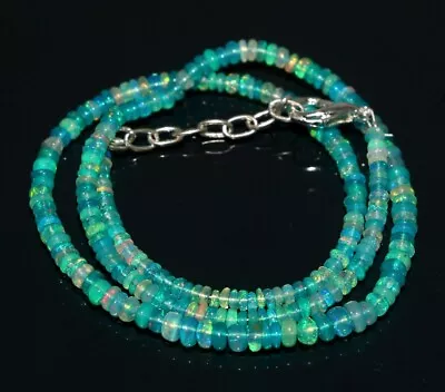 16  Natural Ethiopian Opal Beads Necklace Welo Fire Green Opal Gemstone Necklace • $21.90