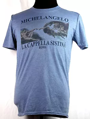 Michelangelo La Cappella Sistina Roma Sistine Chapel Rome Blue S/S T-Shirt M • $19.54