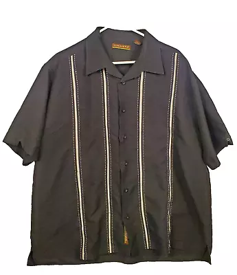 Cubavera Mens Black White Bowling Hawaiian Button Up Shirt Size XXL 2XL (Z-2) • $14.95