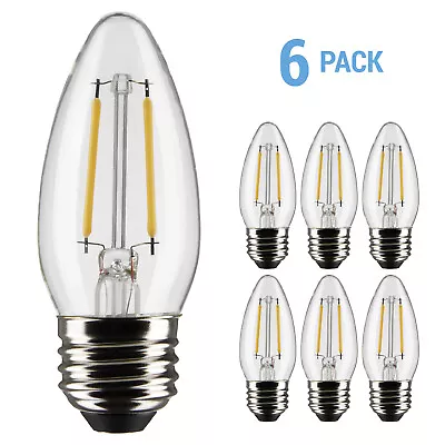 6 Pack LED Filament Bulb 120V 3W 25W B11 Medium E26 Base Clear 2700K Warm White • $25.50