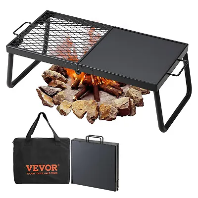 VEVOR Folding Campfire Grill Portable Camping Fire Pit Steel Outdoor BBQ Picnic • $35.99