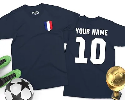 FRANCE Personalised Football T-shirt French Footballer Shirt Kit Custom Name Tee • £12.99