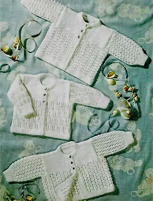 Baby Knitting Pattern For Matinee Jacket In Dk & 4ply To Fit Prem-2yrs B19 • £3.45