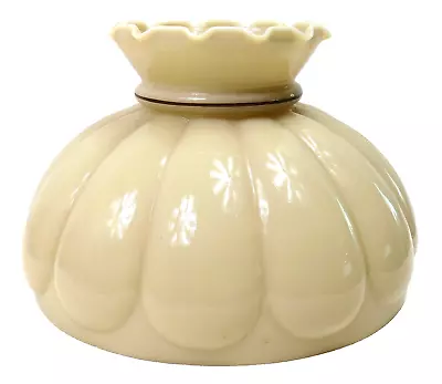 Vintage 10  Fitter Beige Milk Glass Crimp Top Melon Hurricane Student Lamp Shade • $59.95
