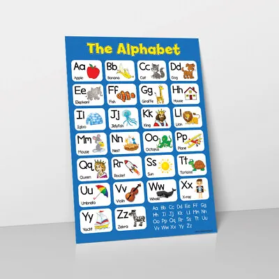 Learn The Alphabet - Blue Childrens Wall Chart Educational Numeracy Child Poster • £1.79