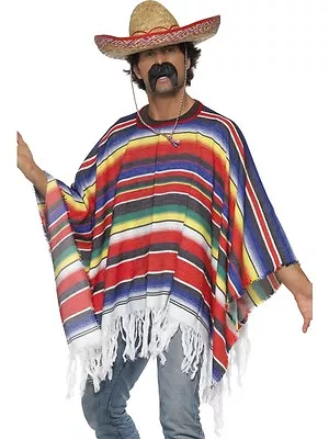 Adult Mens Unisex Mexican Bandit Poncho Fancy Dress Costume Mexico By Smiffys • £22.99