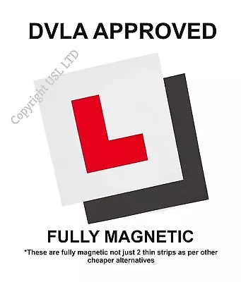 2 X FULL SIZE MAGNETIC LEARNER 'L' PLATES - EASY APPLICATION & REMOVAL • £5.99