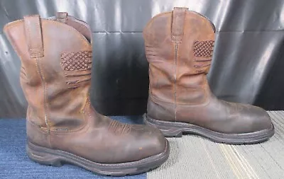 Mens ARIAT Workhog XT Patriot Waterproof Carbon Toe Leather Work Boots 11 D • $19.99