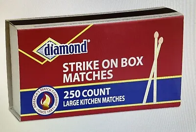$10.28 • Buy STRIKE On BOX 250 LARGE Wood Kitchen MATCHES Red Tip Wood Camping DIAMOND 82123