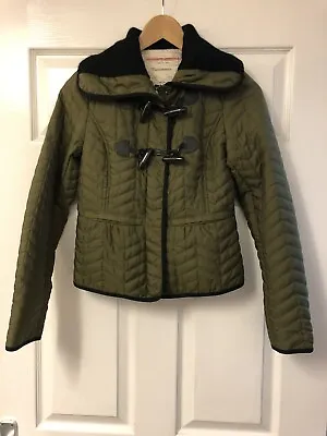 Women Green CARTONNIER Quilted  Large Collar Jacket U.S Size 0 / Uk 6 • £4.99
