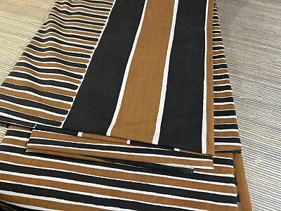 Vtg Vera Burlingon Spectator Stripes Brown Black King Flat Sheet 104 X 108 1970s • $24.99