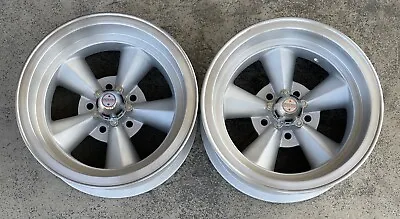 Vintage Rare Pair Of Torque Thrust Style 5 Spoke 16x 8 1/2 Wheels Brand Unknown • $550