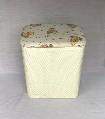 Vintage Mid Century Woven Wicker Laundry Clothes Hamper Basket - Rare!! • $35