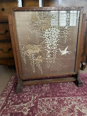 Antique Japanese Meiji ? Embroidered Fire Screen - Beautiful • £285