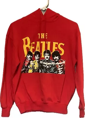 The Beatles Hoodie XS Red Yellow Sweatshirt Pullover Graphic Faces • $15.99