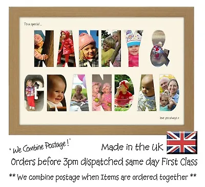 £17.99 • Buy Nanny And Grandad Photo Frame Letter Word Name Frame Single Mounted 1357D