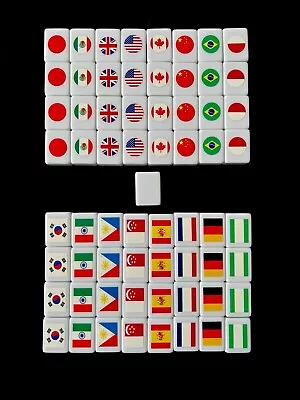 Countries Flags Mahjong Game Set 65 Tiles 3cm *2cm*1.4cm White/Blue New • $25