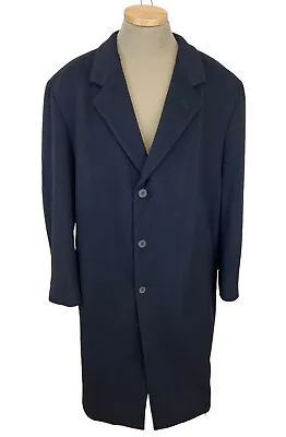 Bill Blass Black Label Cashmere Wool Blend Mens Coat Overcoat Black Size 46R • $41.39