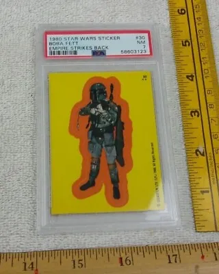 Boba Fett 1980 Star Wars Empire Strikes Back Sticker RC #30 Rookie Card PSA 7 • $129.95