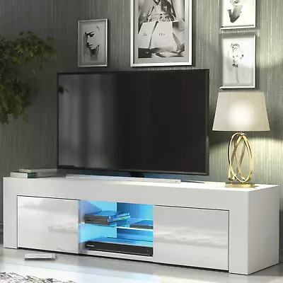 TV Unit 130cm | Modern Stand | Gloss Doors | Free LED | Creative Furniture ⭐⭐⭐⭐⭐ • £89.90