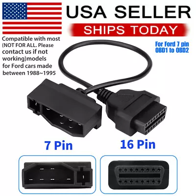 For Ford Engine Repair Tool 7 Pin OBD1 To OBD2 Cable Adapter Code Reader Scanner • $9.99