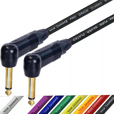 Van Damme Guitar Lead Neutrik 1/4  Right Angle Black Gold Jack Plug NP2RX-B • $24.28