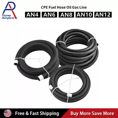 $4.49 • Buy AN4/AN6/AN8/AN10/AN12 Fuel Hose Oil Gas Line Nylon Stainless Steel Braided US