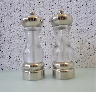 Vtg. Olde Thompson Acrylic Salt & Pepper Mill Grinders Stainless Carbon Steel 7  • $24.70