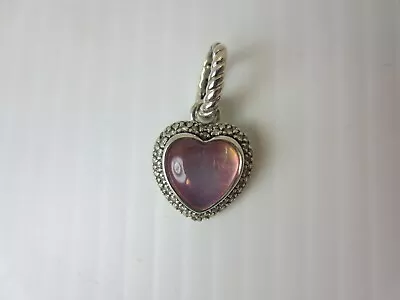 David Yurman Sterling Silver  Pink Mother Of Pearl Heart And Diamond Pendant • $379