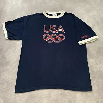 Vintage 2004 Adidas Team USA Shirt Size L Olympics Ringer Graphic Spell Out    • $18.50
