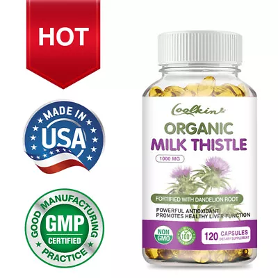 Organic Milk Thistle Capsules 1000mg - Liver CleansingDetox & Repairing Formula • $12.19