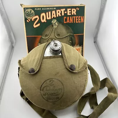 Vintage Palco Aluminum Canteen 2-Quarter W/Fabric Carrying Case Original Box • $22