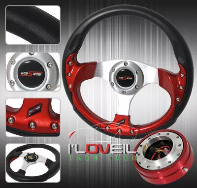 320mm Sport Steering Wheel + 1.5  Red Quick Release Adapter & Button • $46.99