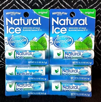 6 Natural Ice Original Outdoor Extreme Spf 15 Medicated Mentholatum Lip Balm • $15.95