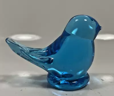 Vtg 1987 Art Glass Hand Blown 2.25 In Blue Bird Of Happiness Figurine Signed • $18