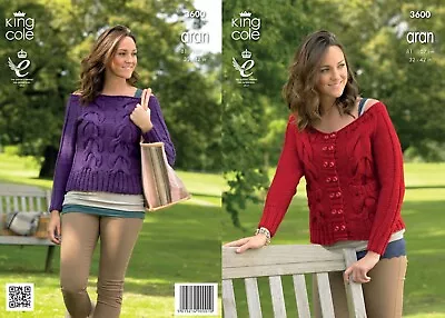 King Cole Knitting Patterns In Value Aran Ladies Sweater Cardigan Knits 32-42 In • £4.49