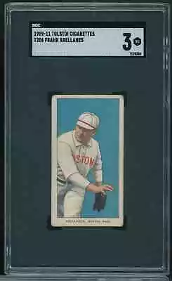 1909 T206 Frank Arellanes Tolstoi Rare Back Sgc 3 Vg  Boston Red Sox B8 • $275