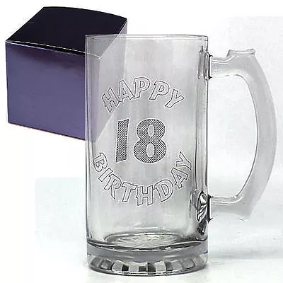 18th Birthday Gift Celebration Top Quality Glass Tankard - Boxed • £11.99