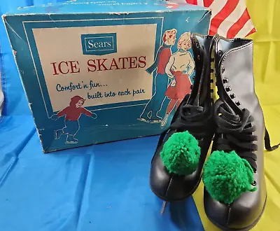 Classic Sears Ice Skates Mens Figure Black Size 6 Brookfield Blades • $29.71