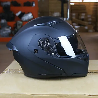 DOT Motorcycle Helmet Full Face Dual Visor Modular Flip Up Helmet With LED Light • $68.99