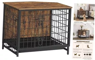 Dog Crate Furniture Wooden Dog Kennel 25.2 L X 18.3 W X 21.9 H Rustic Brown • $124.78