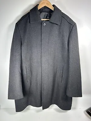 Karl Jackson Overcoat Mens Large Charcoal Grey Wool Cashmere Blend • £32.99