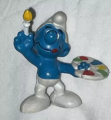 Vintage SMURF  Peyo SCHLEICH 70s 80s Figure ORG Character ** PAINTER Artist • $9.99